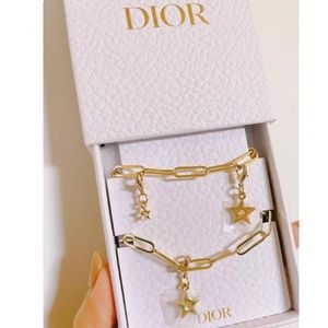 Dior Gold Phone Charm VIP Gift Limited Edition Bracelet Stars Authentic Rare New